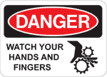Watch hands and fingers safety decal